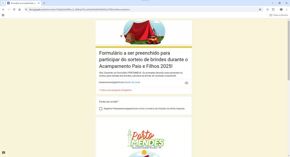 O formulário para sorteio de brindes está no site.