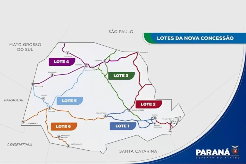 Mapa das rodovias já pedagiadas e as que estão previstas para serem pedagiadas. Fonte: DER