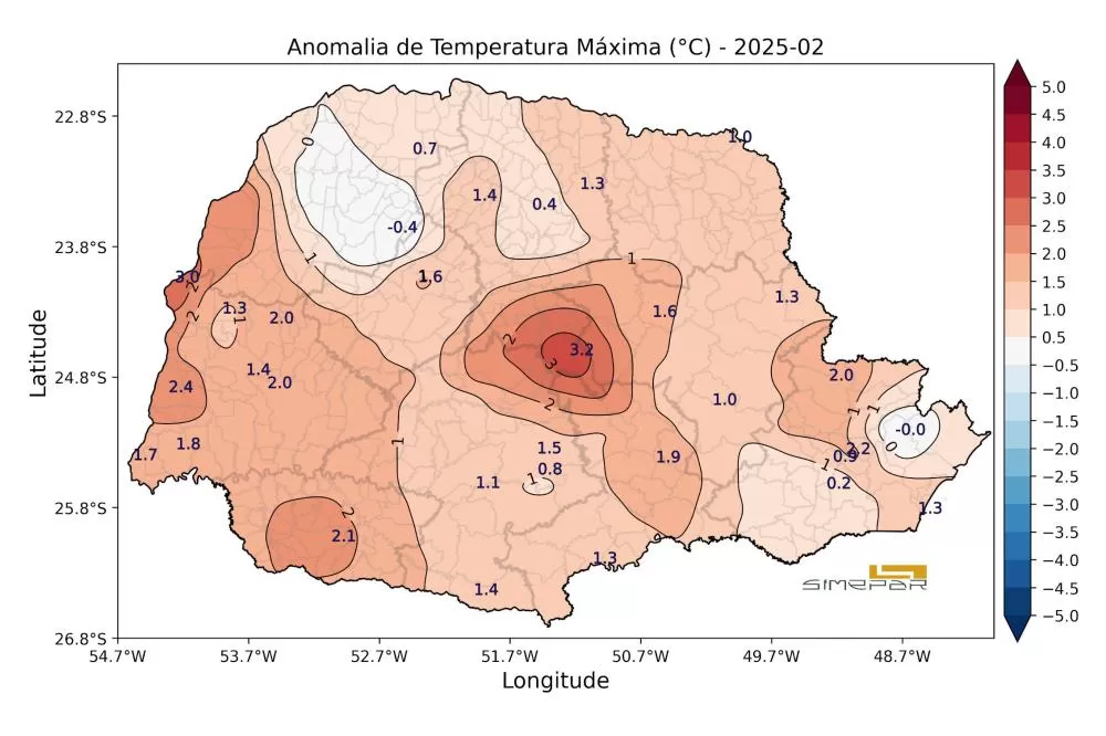 Simepar aponta que temperaturas ficaram acima da média em fevereiro no Paraná. (Foto: Simepar)