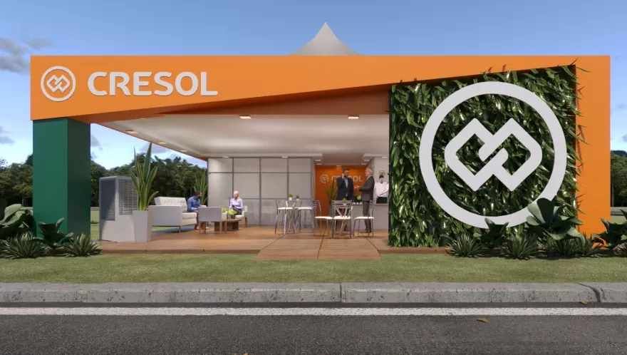 Perspectiva do estande da Cresol na Farm Show 2025. (Imagem: Divulgação/Cresol)