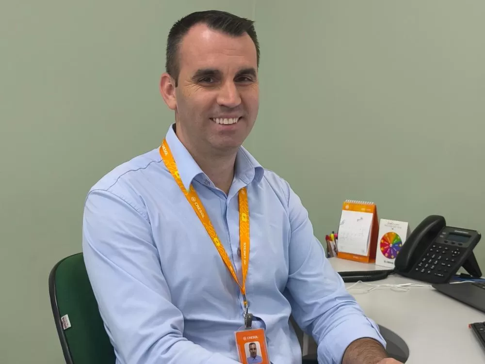 Diogo Rafael Brunetto é o gerente da agência local da Cresol. (Foto: João Livi)