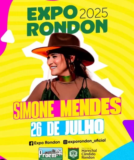 Simone Mendes será a primeira atração musical confirmada para a Expo Rondon 2025.