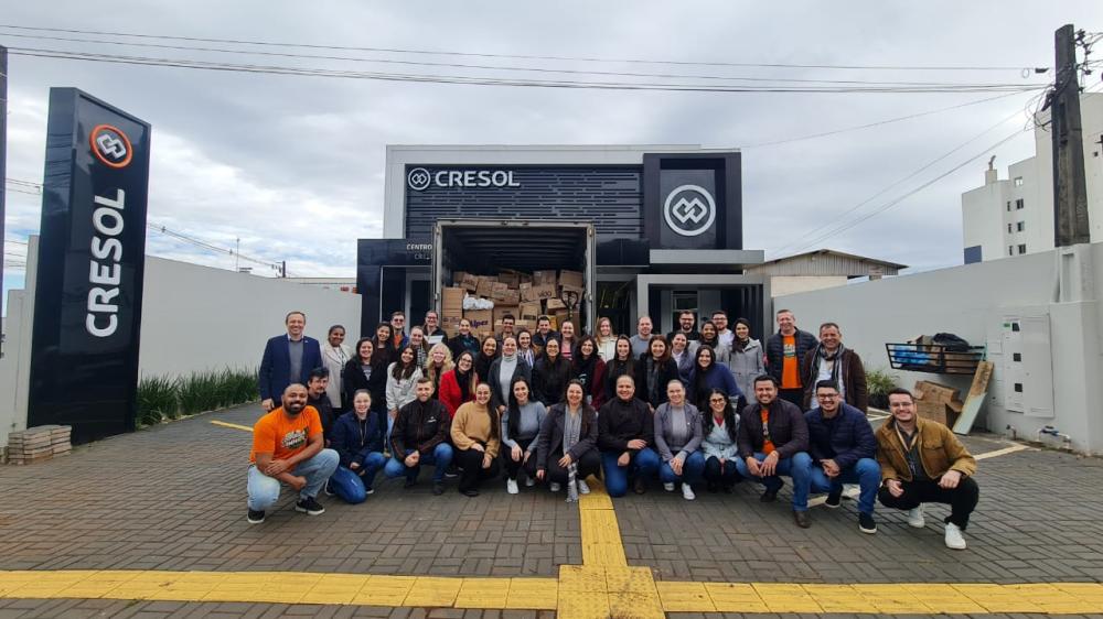 Cresol Integração arrecadou mais de 7 toneladas de donativos para o Rio Grande do Sul. Foto: Cresol