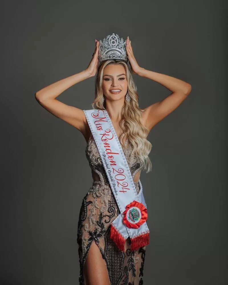 Katiane Pech representa Marechal Cândido Rondon no Miss Paraná 2025, levando beleza, elegância e orgulho para o município. (Foto: Arquivo Pessoal)