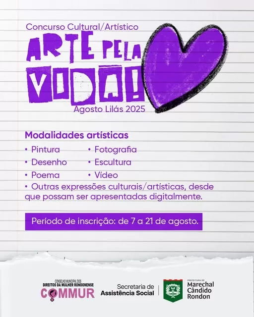 Iniciativa do COMMUR convida a comunidade a expressar, por meio da arte, o compromisso com o fim da violência contra a mulher. (Arte: Divulgação)