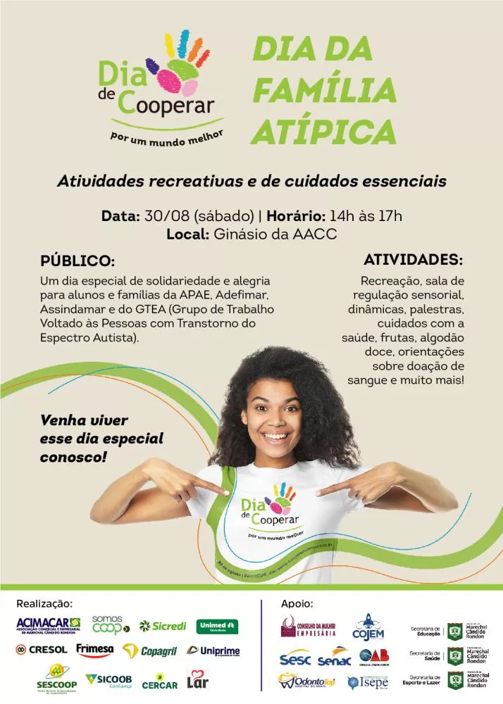 Dia da Família Atípica reunirá entidades, voluntários e comunidade em atividades de inclusão e cooperação.