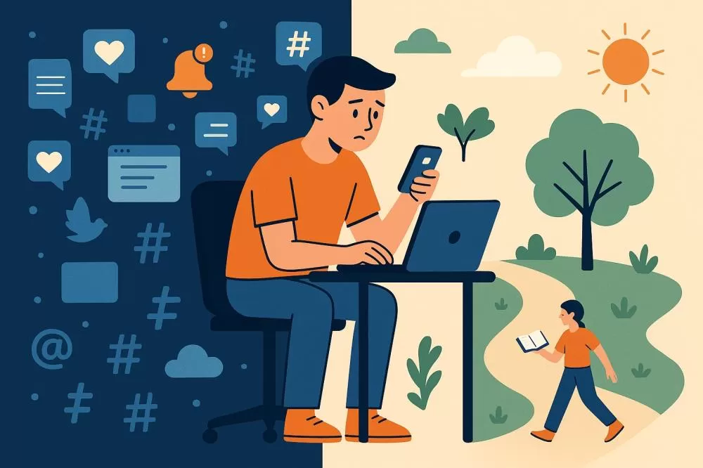 Conectados, mas conscientes: Dia Internacional do Internauta e da Hashtag reforça a importância de equilibrar o tempo online com cuidados à saúde.