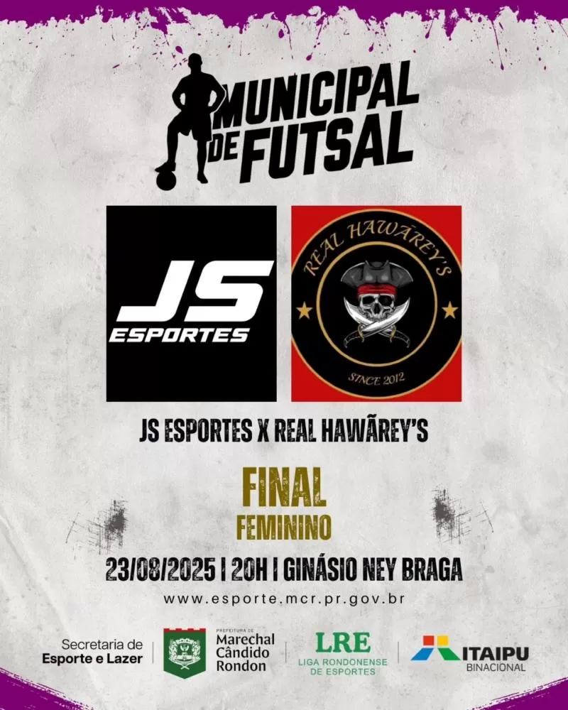 Ney Braga recebe neste sábado (23) as finais do Campeonato Municipal de Futsal, com entrada gratuita ao público.