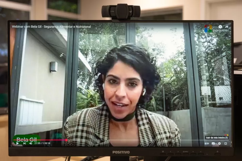 Bela Gil durante o webinar que marcou o lançamento da Formação em Segurança Alimentar e Nutricional promovida pela Itaipu e Itaipu Parquetec. (Foto: Assessoria)