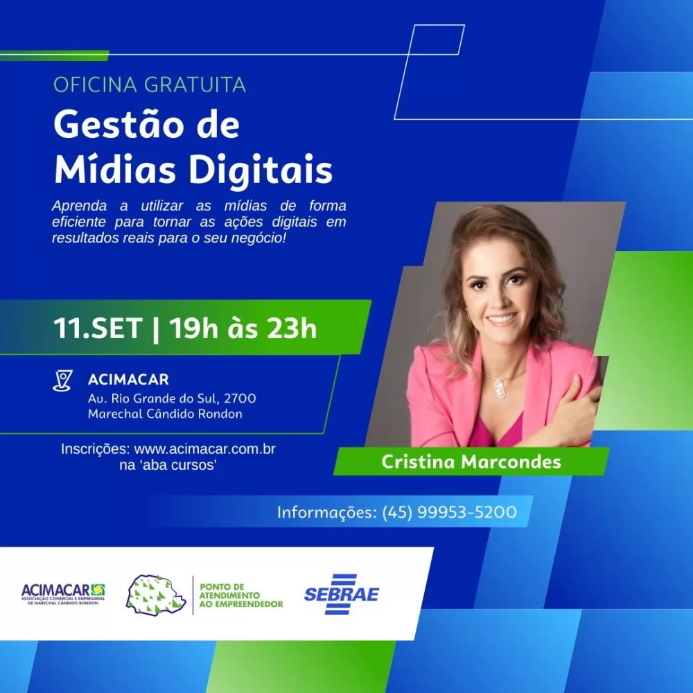 O curso será ministrado pela profissional Cristina Marcondes.