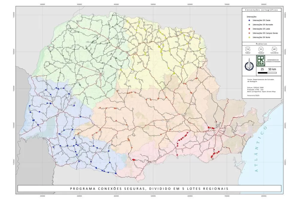 Programa Conexões Seguras vai avaliar 201 interseções em todo o Paraná, priorizando segurança e fluidez nas rodovias estaduais. (Imagem: Divulgação/DER)