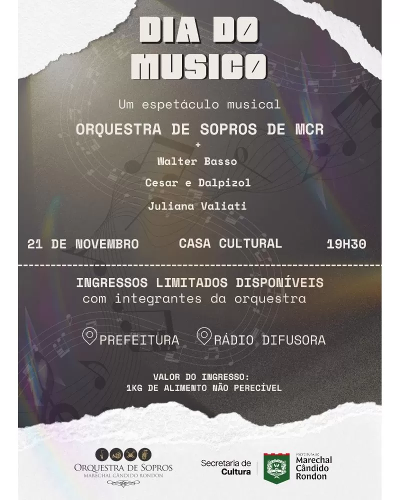 Música vai tomar conta de Marechal Rondon com espetáculo da Orquestra de Sopros