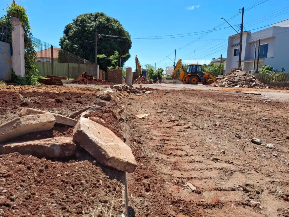 Obras de remodelação da rua Minas Gerais devem modernizar o trecho entre a rua Cabral e a avenida Irio Welp. (Foto: Divulgação/Prefeitura de Marechal Cândido Rondon)