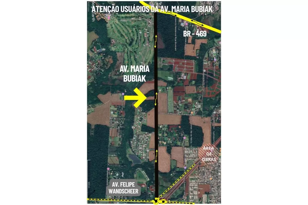 Trecho da BR-469 em Foz do Iguaçu recebe liberação parcial, conectando novamente a Avenida Maria Bubiak ao fluxo da rodovia em meio às obras de duplicação. (Foto: Divulgação/DER)