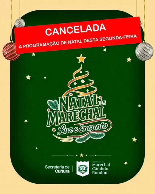 Segundo dia do “Natal Luz e Encanto” é cancelado por causa do mau tempo em Marechal Cândido Rondon