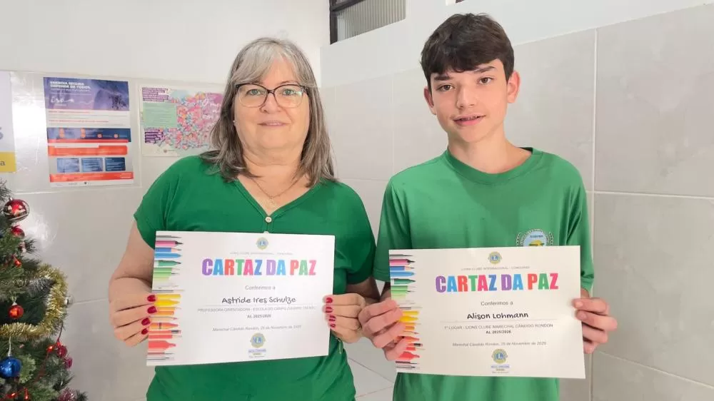 Lions Clube de Marechal Rondon premia vencedores do concurso Cartaz da Paz