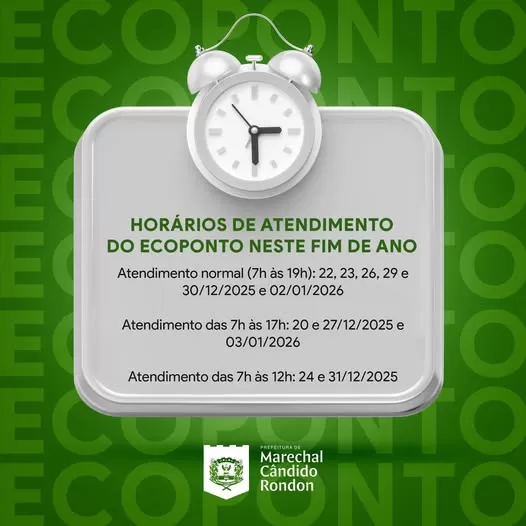 Ecoponto de Marechal Cândido Rondon terá horários especiais de atendimento durante o período de festas de fim de ano. (Imagem: Divulgação)