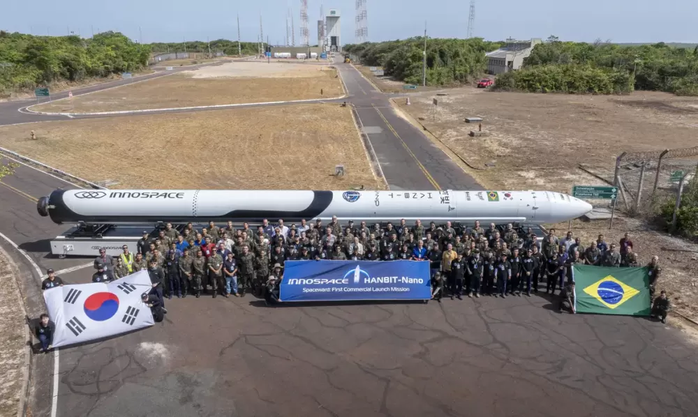 Foguete Hanbit-Nano será lançado a partir do Centro de Lançamento de Alcântara, marcando o primeiro voo comercial espacial realizado do Brasil. (Foto:INNOSPACE/ Divulgação)