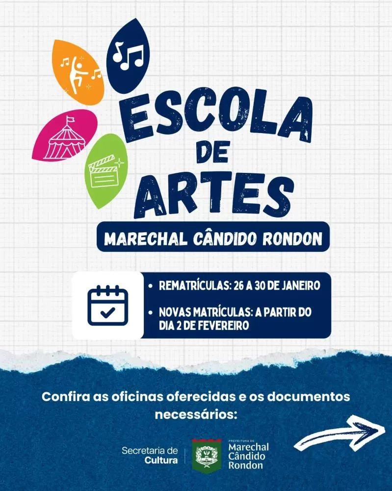 Rematrículas ocorrem de 26 a 30 de janeiro na secretaria da Escola de Artes, no parque de exposições. (Imagem: Divulgação)