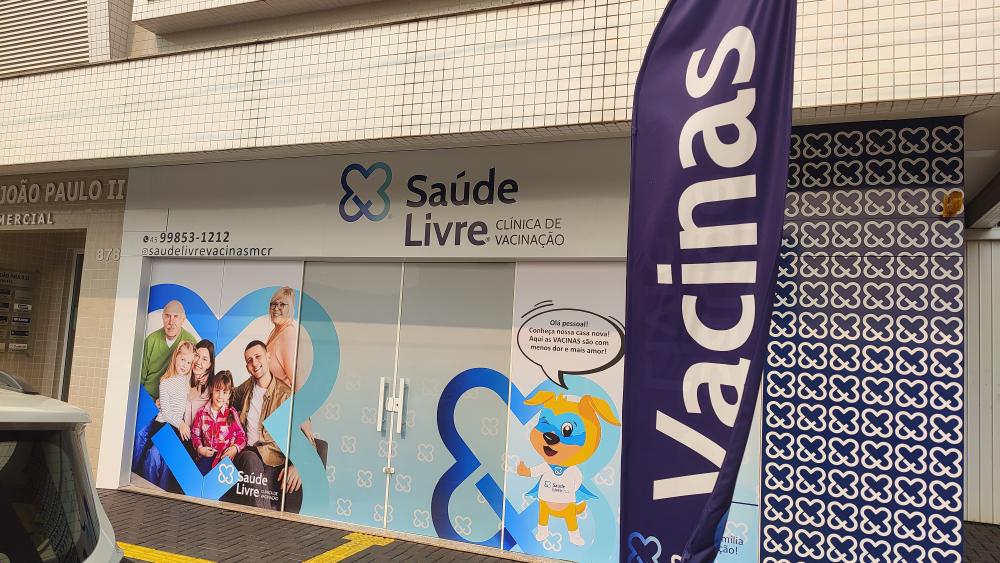 Fachada da Saúde Livre Clínica de Vacinação em Marechal Cândido Rondon. Foto: João Livi
