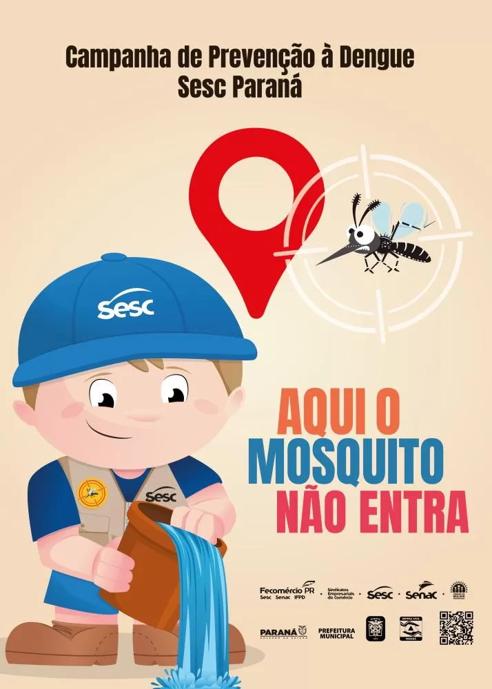 Campanha do Sesc PR mobiliza comunidades na prevenção e eliminação de focos da dengue. (Imagem: Divulgação)