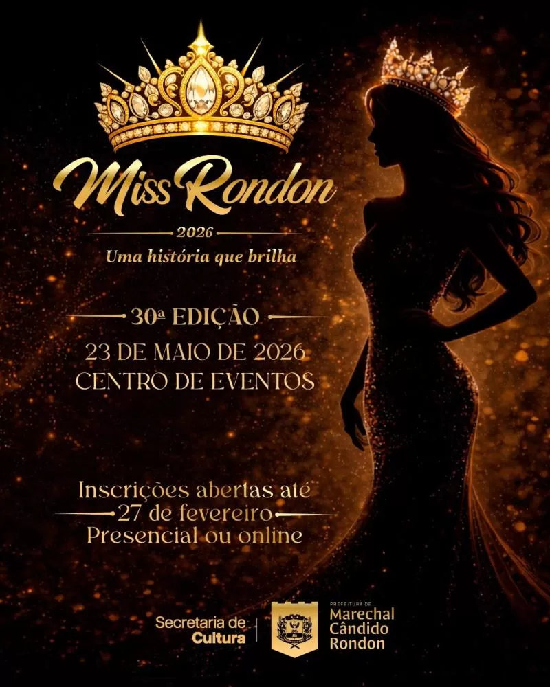 Concurso Miss Rondon 2026 será realizado no dia 23 de maio, no Centro de Eventos Werner Wanderer. (Imagem: Divulgação)