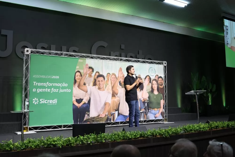 Fernando Fenner, presidente da Sicredi Aliança PR/SP, na Assembleia Geral Ordinária da cooperativa. (Foto: Divulgação)