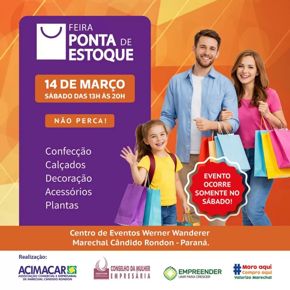 Feira Ponta de Estoque reúne empresas do comércio rondonense com ofertas especiais em diversos segmentos. (Imagem: Divulgação)