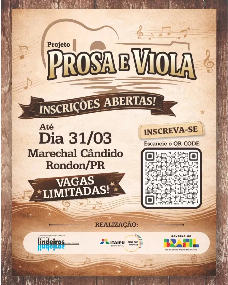 Projeto Prosa e Viola abre vagas gratuitas para jovens em Marechal Rondon