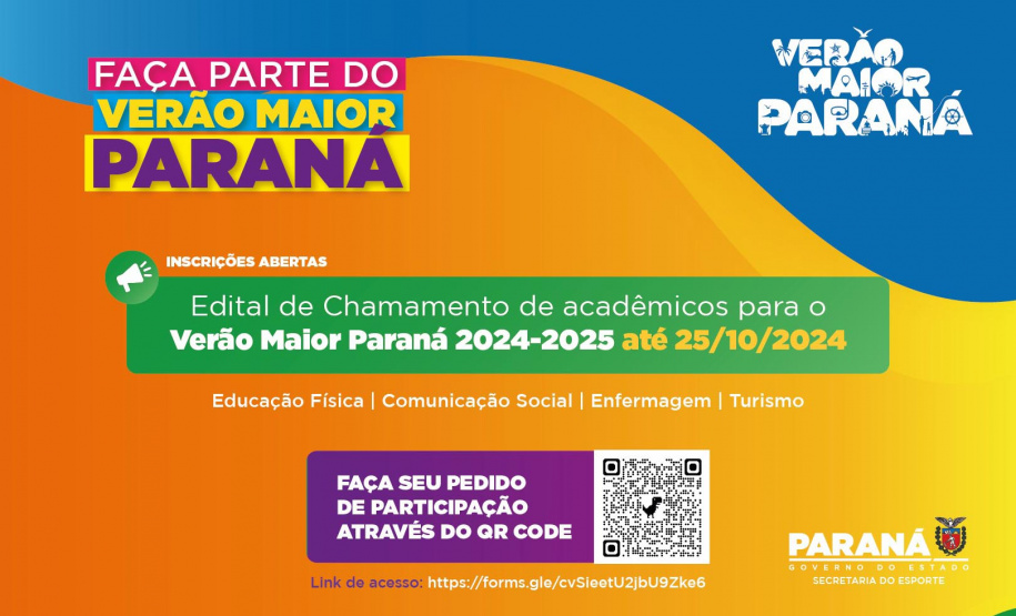 Estado seleciona acadêmicos para participar do Verão Maior Paraná, no Litoral. Foto: SEES-PR