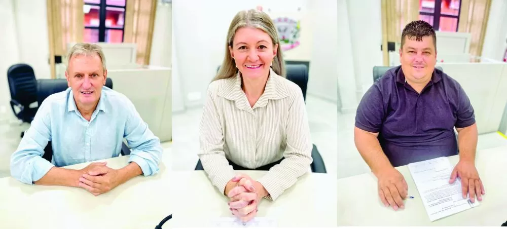 Carlinhos, Marciel Escher e Marciane Specht propõem aquisição de equipamentos para modernizar os serviços de limpeza urbana. (Foto: Cristiano Viteck.)