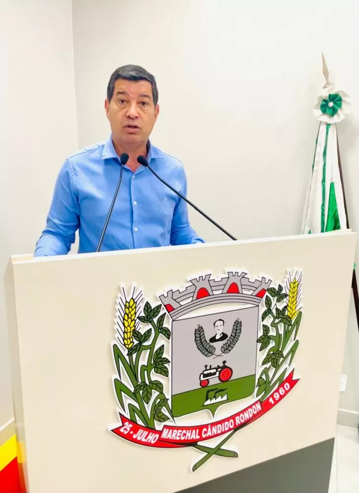 Coronel Welyngton durante manifestação na Câmara de Vereadores de Marechal Cândido Rondon (Foto: Cristiano Viteck)