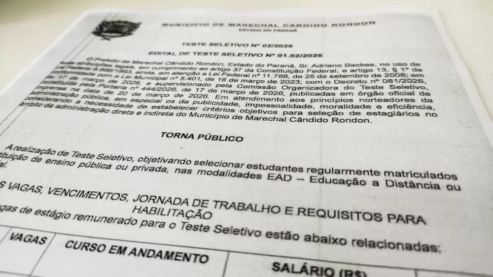 Prefeitura abre inscrições para estágio remunerado