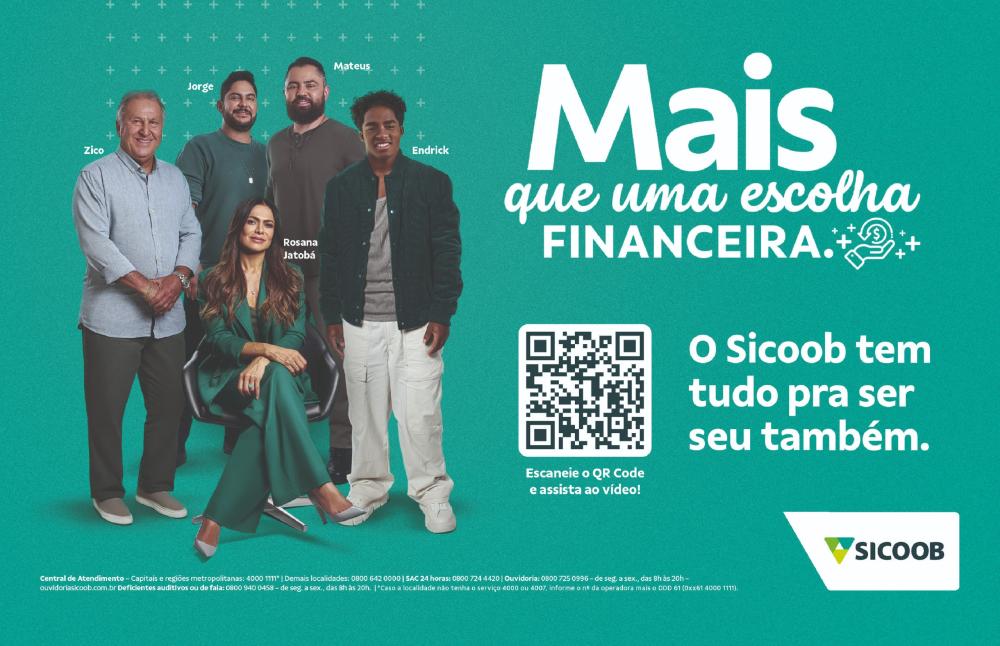 Peça de comunicação da nova campanha do Sicoob.