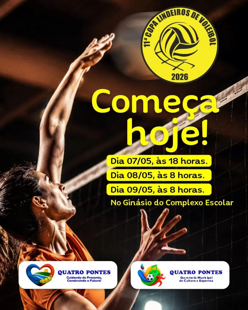 Quatro Pontes recebe etapa da Copa Lindeiros de Voleibol Sub-18 entre os dias 7 e 9 de maio, no Ginásio do Complexo Escolar. (Foto: Divulgação)