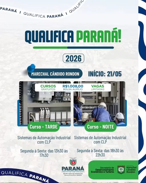 Curso gratuito de Sistemas de Automação Industrial com CLP está com pré-inscrições abertas em Marechal Cândido Rondon. (Foto: Divulgação)