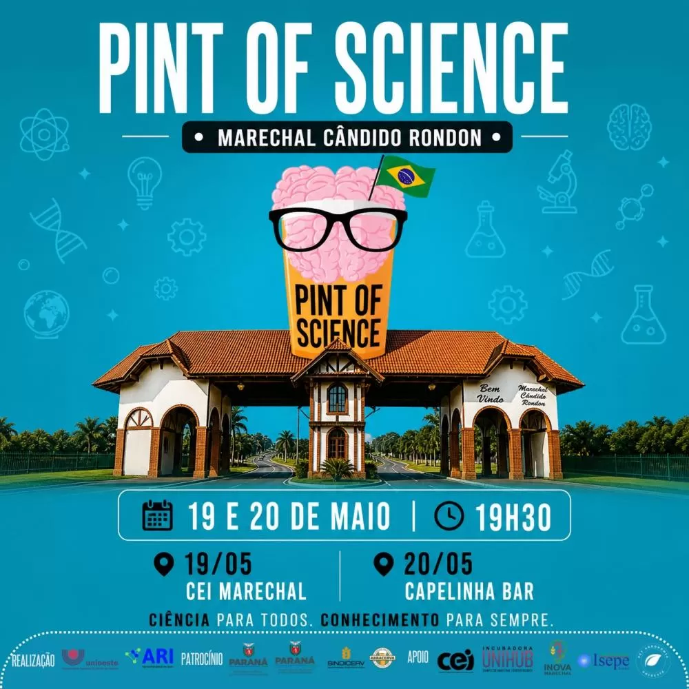 Pint of Science será realizado pela primeira vez em Marechal Cândido Rondon nos dias 19 e 20 de maio. (Foto: Divulgação)