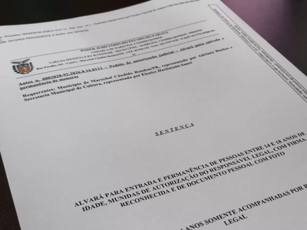 Alvará judicial regulamenta a entrada e permanência de menores de 18 anos no Miss Rondon 2026. (Foto: Divulgação)