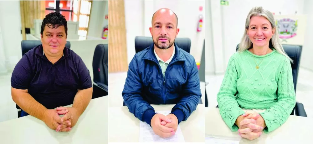 Os vereadores Marciel, Padeiro e Marciane. (Foto: Cristiano Viteck)