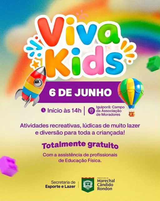 Viva Kids acontecerá no campo da Associação de Moradores de Iguiporã, com atividades gratuitas para as crianças. (Foto: Divulgação)