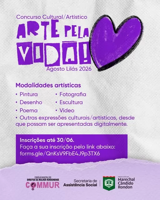 Concurso Arte Pela Vida abre inscrições em Marechal Rondon
