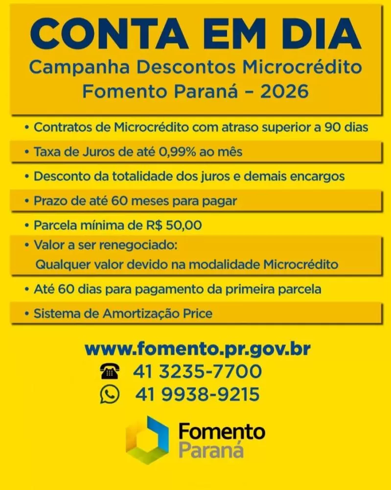 Fomento Paraná abre renegociação de débitos para pequenos empreendedores