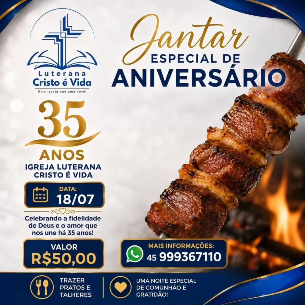 Igreja Luterana Cristo é Vida celebra 35 anos de atuação na Vila Gaúcha com jantar comemorativo neste sábado. (Imagem: Divulgação)