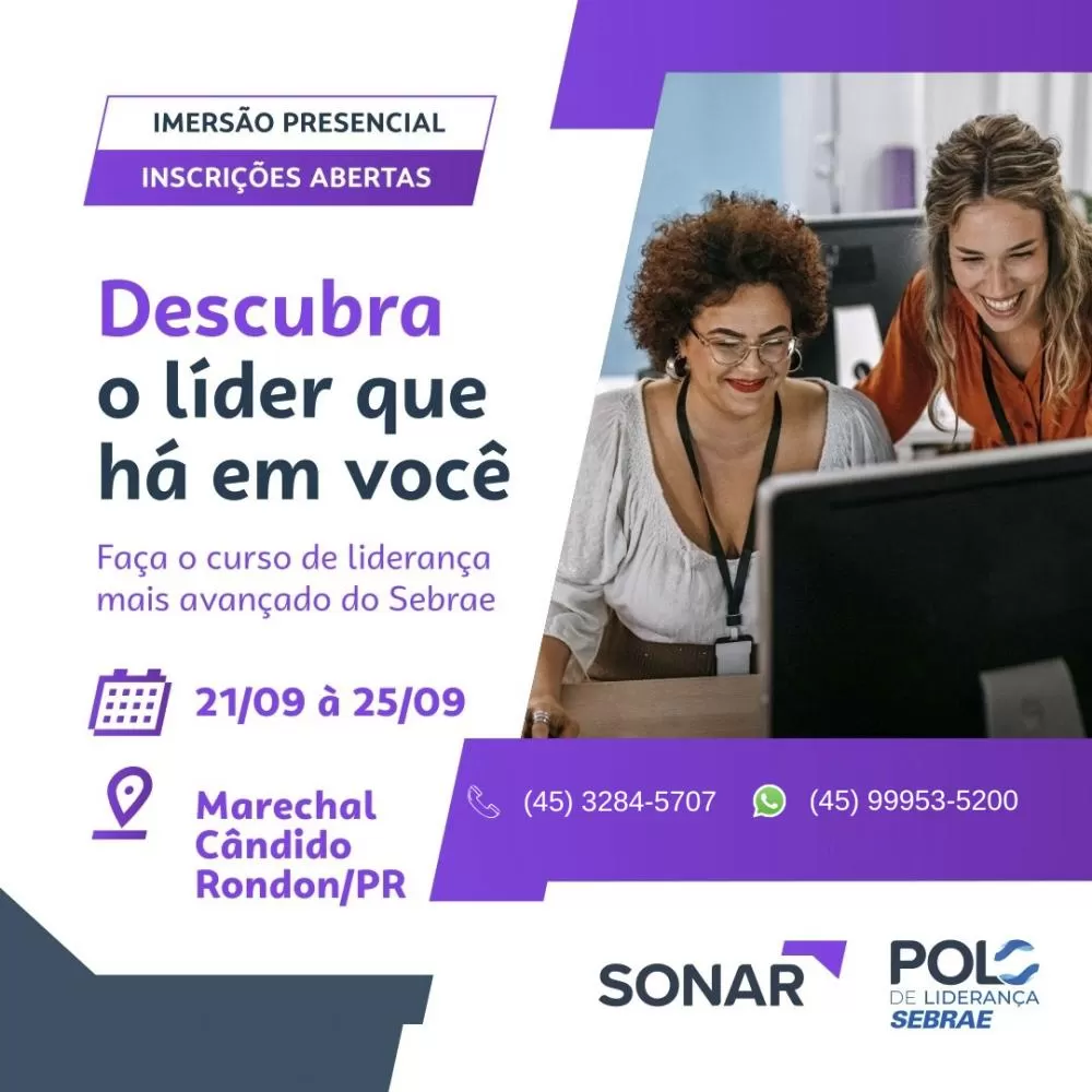 SONAR será realizado em Marechal Cândido Rondon por meio de parceria entre Acimacar e Sebrae/PR, com foco no desenvolvimento de líderes. (Imagem: Divulgação)