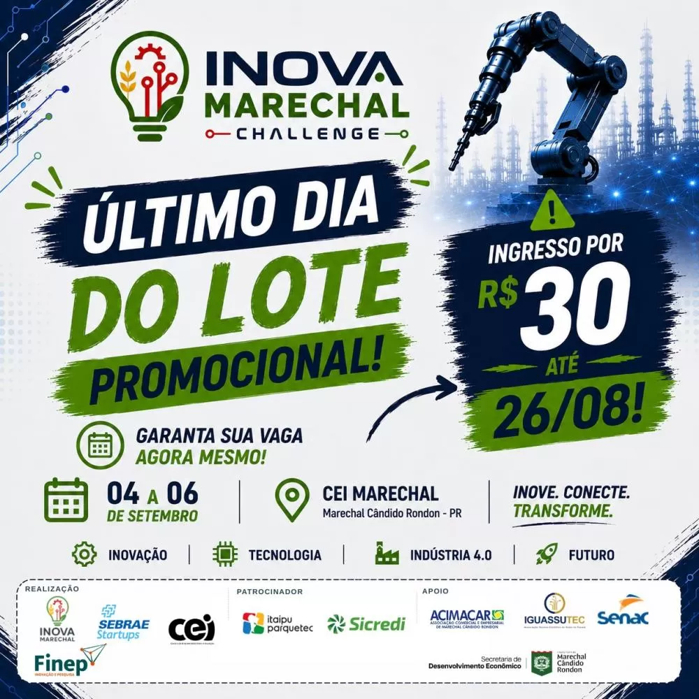 Inova Marechal Challenge será realizado de 4 a 6 de setembro no CEI, reunindo participantes para solucionar desafios reais de empresas da região (Imagem: Divulgação)