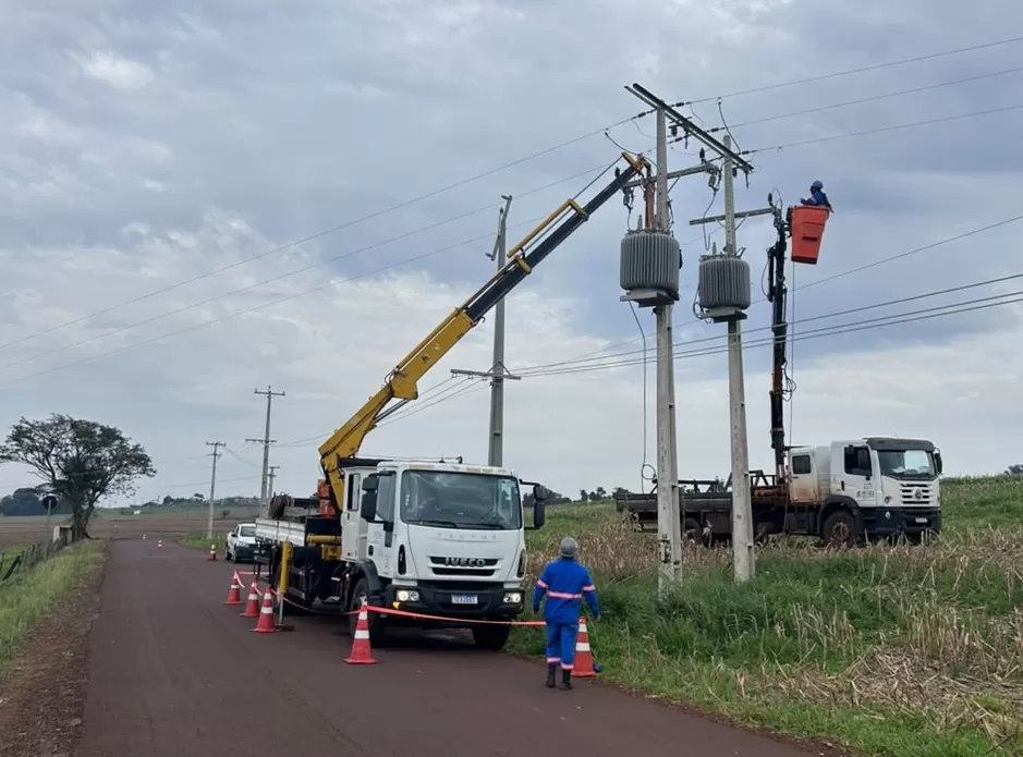 Obras da Copel em Mercedes incluem substituição de cabos e instalação de novos equipamentos em 13,3 quilômetros da rede de distribuição de energia elétrica (Foto: Copel)
