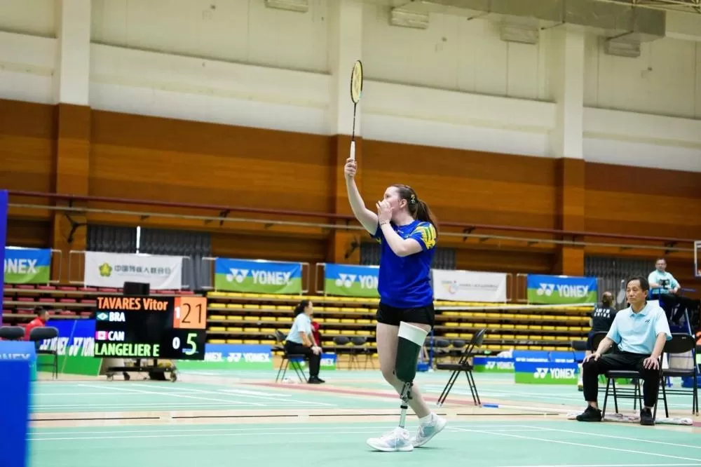 Rondonense Kauana Beckenkamp venceu ao lado de Yuki Rodrigues nas duplas mistas SL3-SU5 durante o terceiro dia do China Parabadminton International 2026, em Beijing. (Foto: Divulgação/CBBAD))