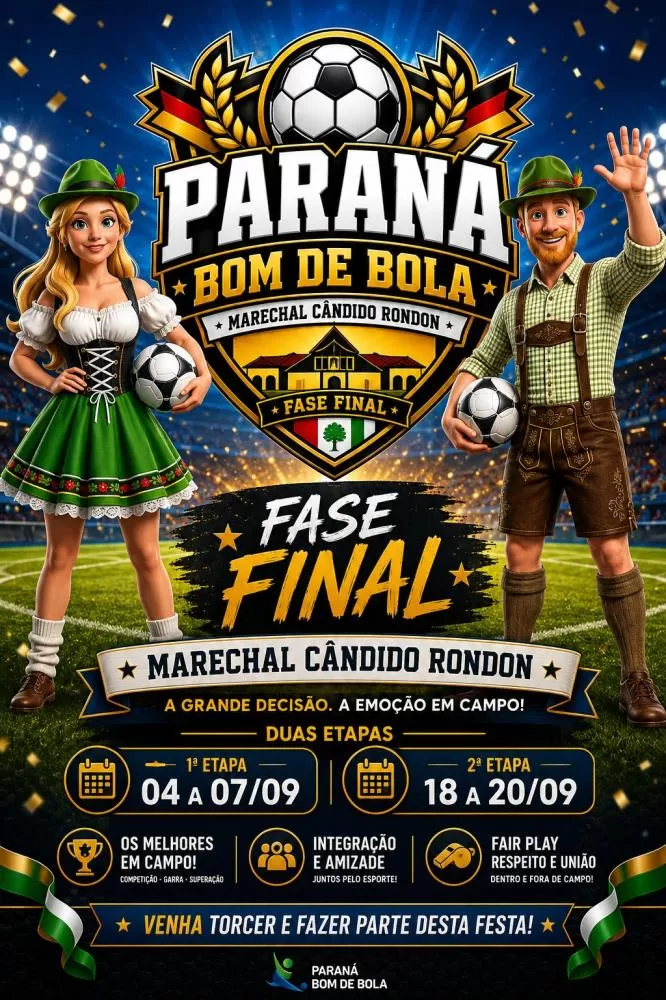 Marechal Cândido Rondon recebe mais de 1,4 mil atletas para a fase final do Paraná Bom de Bola, disputada em duas etapas durante o mês de setembro. (Imagem: Divulgação)