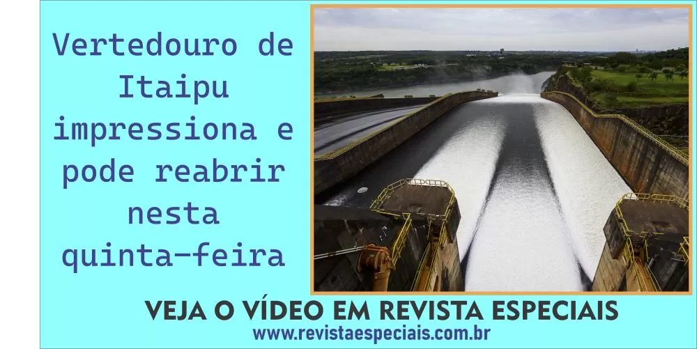 VÍDEO: Vertedouro de Itaipu pode reabrir nesta quinta-feira
