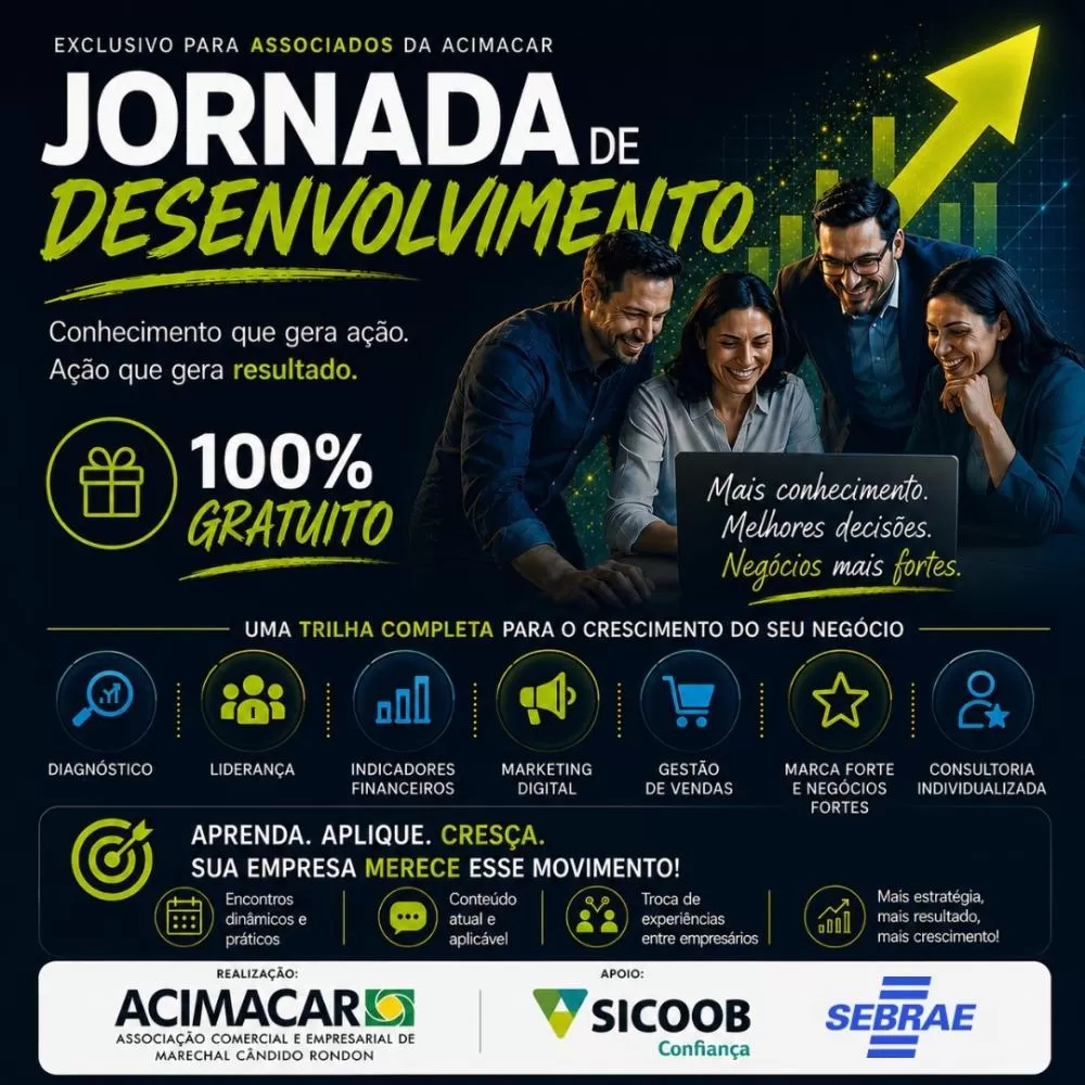 Legenda: Jornada do Desenvolvimento começa nesta segunda-feira (5) e terá atividades durante outubro e novembro para empresas associadas à Acimacar. (Foto: Divulgação)